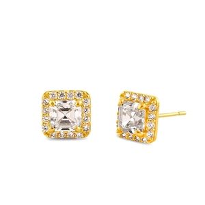 - 1.42 ct Solid 14K Gold Asscher CZ Earrings